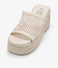 Bosanova Sandales Compensées | Sandales Spartiates | Sandales beiges en sparte avec mesh et plateforme
