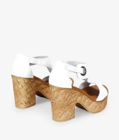 Bosanova Sandales À Talons | Chaussures En Cuir | Sandales blanc en cuir