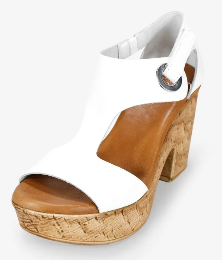 Bosanova Sandales À Talons | Chaussures En Cuir | Sandales blanc en cuir