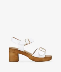 Bosanova Sandales À Talons | Sandales blanches à boucle métallique et talon