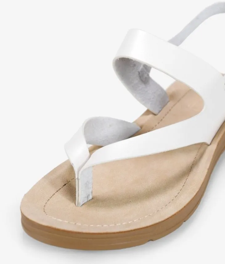 Bosanova Sandales Plates | Sandales blanches à bout avec boucle
