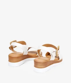 Bosanova Sandales Compensées | Sandales blanches à talon compensé effet bois