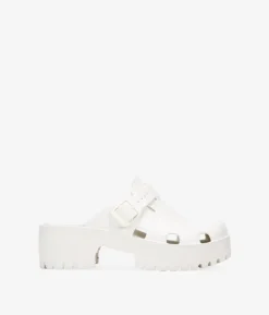 Bosanova Sabots | Plateformes | Sandales caoutchoutées blanches avec plateforme et deux brides