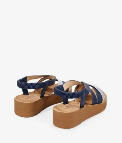 Bosanova Sandales Compensées | Sandales Plateformes | Sandales compensées bleues avec élastique
