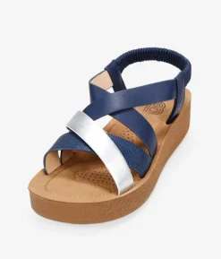 Bosanova Sandales Compensées | Sandales Plateformes | Sandales compensées bleues avec élastique