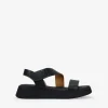 Bosanova Sandales Compensées | Chaussures En Cuir | Sandales compensées en cuir noir à fermeture facile