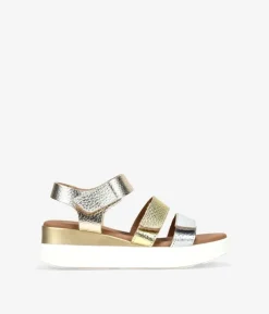 Bosanova Sandales Compensées | Chaussures En Cuir | Sandales compensées en cuir métallisé