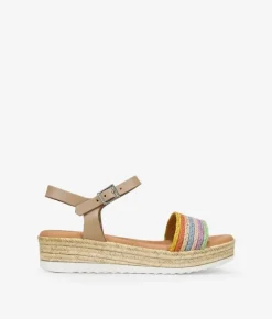 Bosanova Sandales Compensées | Chaussures En Cuir | Sandales compensées en cuir multicolore