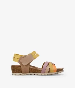 Bosanova Sandales Compensées | Chaussures En Cuir | Sandales compensées en cuir multicolore