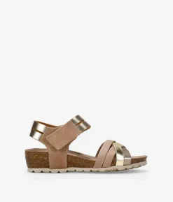 Bosanova Sandales Compensées | Chaussures En Cuir | Sandales compensées en cuir doré