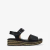 Bosanova Sandales Compensées | Chaussures En Cuir | Sandales compensées en cuir noir