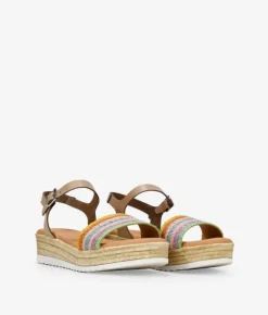 Bosanova Sandales Compensées | Chaussures En Cuir | Sandales compensées en cuir multicolore