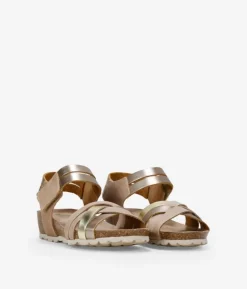 Bosanova Sandales Compensées | Chaussures En Cuir | Sandales compensées en cuir doré