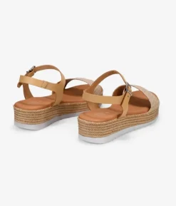 Bosanova Sandales Compensées | Chaussures En Cuir | Sandales compensées en cuir beige