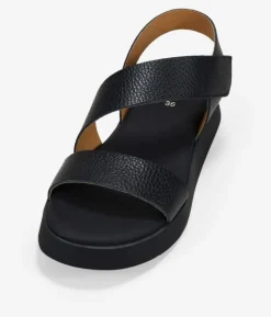 Bosanova Sandales Compensées | Chaussures En Cuir | Sandales compensées en cuir noir à fermeture facile