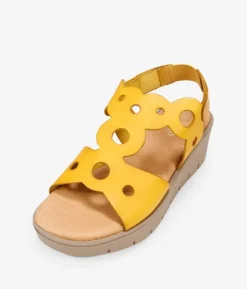 Bosanova Sandales Compensées | Chaussures En Cuir | Sandales compensées en cuir jaune