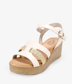 Bosanova Sandales Compensées | Chaussures En Cuir | Sandales compensées en cuir beige