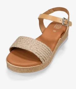 Bosanova Sandales Compensées | Chaussures En Cuir | Sandales compensées en cuir beige