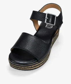 Bosanova Sandales Compensées | Chaussures En Cuir | Sandales compensées en cuir noir