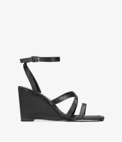 Bosanova Sandales Compensées | Sandales compensées en satin noir