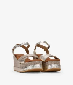 Bosanova Sandales Compensées | Chaussures En Cuir | Sandales compensées et plateforme en cuir doré