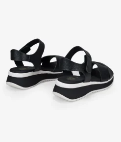 Bosanova Sandales Compensées | Sandales De Sport | Sandales compensées et plateforme en cuir noir