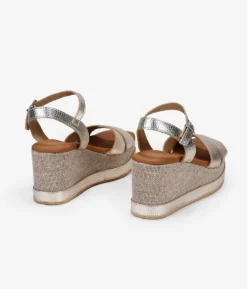 Bosanova Sandales Compensées | Chaussures En Cuir | Sandales compensées et plateforme en cuir doré