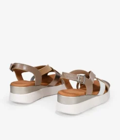 Bosanova Sandales Compensées | Chaussures En Cuir | Sandales compensées multicolores à brides croisées