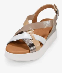 Bosanova Sandales Compensées | Chaussures En Cuir | Sandales compensées multicolores à brides croisées