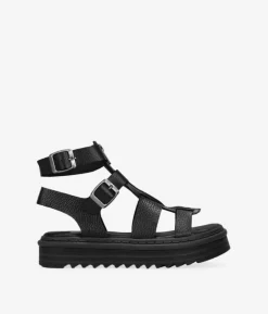Bosanova Sandales Plateformes | Chaussures En Cuir | Sandales crabes en cuir noir avec fermeture éclair