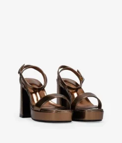 Bosanova Sandales À Talons | Chaussures De Fête | Sandales de fête marron à talons larges