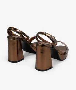 Bosanova Sandales À Talons | Chaussures De Fête | Sandales de fête marron à talons larges