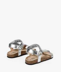 Bosanova Sandales De Sport | Sandales Plates | Sandales de sport argentées avec velcro