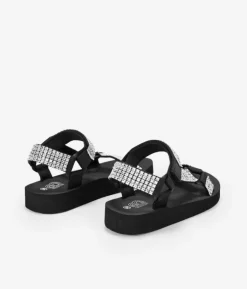 Bosanova Sandales De Sport | Sandales Plates | Sandales de sport plates noires à strass