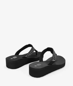 Bosanova Sandales Compensées | Tongs | Sandales doigt noir avec diamants