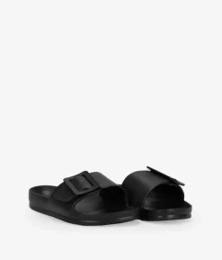 Bosanova Tongs | Sandales Plates | Sandales en caoutchouc noir avec boucle