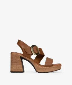 Bosanova Sandales À Talons | Chaussures En Cuir | Sandales en cuir à talon effet bois