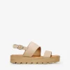 Bosanova Sandales Compensées | Chaussures En Cuir | Sandales en cuir beige à boucle