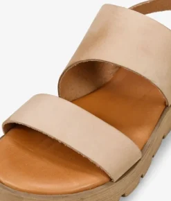 Bosanova Sandales Compensées | Chaussures En Cuir | Sandales en cuir beige à boucle