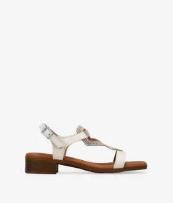 Bosanova Sandales Plates | Sandales À Talons | Sandales en cuir beige à petit talon