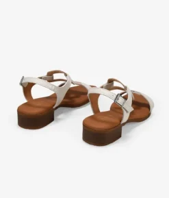 Bosanova Sandales Plates | Sandales À Talons | Sandales en cuir beige à petit talon