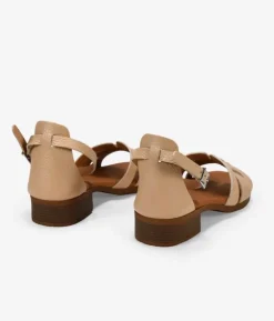 Bosanova Sandales Plates | Sandales À Talons | Sandales en cuir beige à petit talon