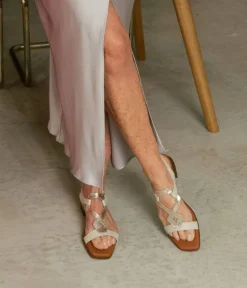 Bosanova Sandales Plates | Sandales À Talons | Sandales en cuir beige à petit talon