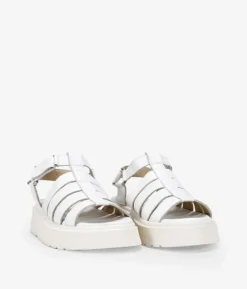 Bosanova Sandales Plates | Chaussures En Cuir | Sandales en cuir beige avec velcro