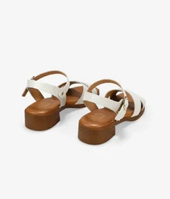 Bosanova Sandales Plates | Sandales À Talons | Sandales en cuir beige avec talon et boucle