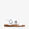 Bosanova Sandales Plates | Chaussures En Cuir | Sandales en cuir blanc à boucle