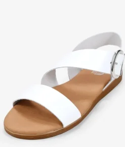 Bosanova Sandales Plates | Chaussures En Cuir | Sandales en cuir blanc à boucle