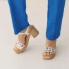 Bosanova Sandales Spartiates | Sandales À Talons | Sandales en cuir blanc à talon effet sparte
