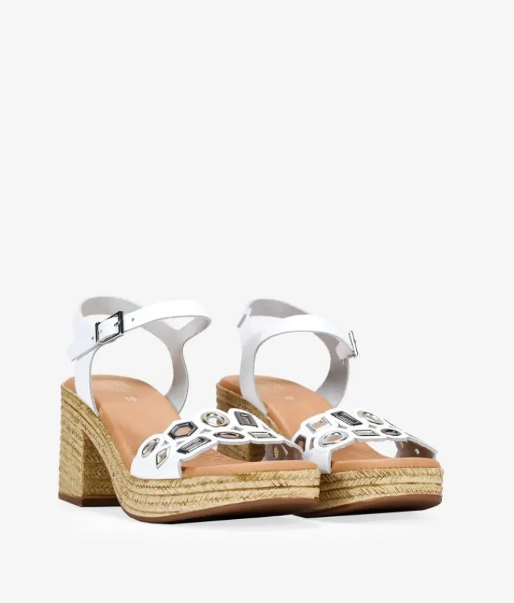 Bosanova Sandales Spartiates | Sandales À Talons | Sandales en cuir blanc à talon effet sparte