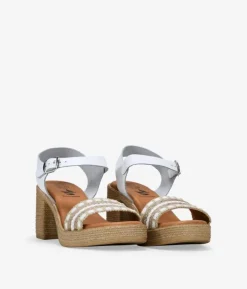 Bosanova Sandales Spartiates | Sandales À Talons | Sandales en cuir blanc à talon effet sparte